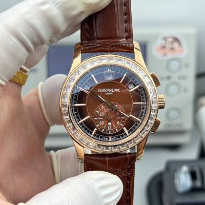 Patek Philippe Complications 5905P-010 Red Dial Diamond Bezel Watch